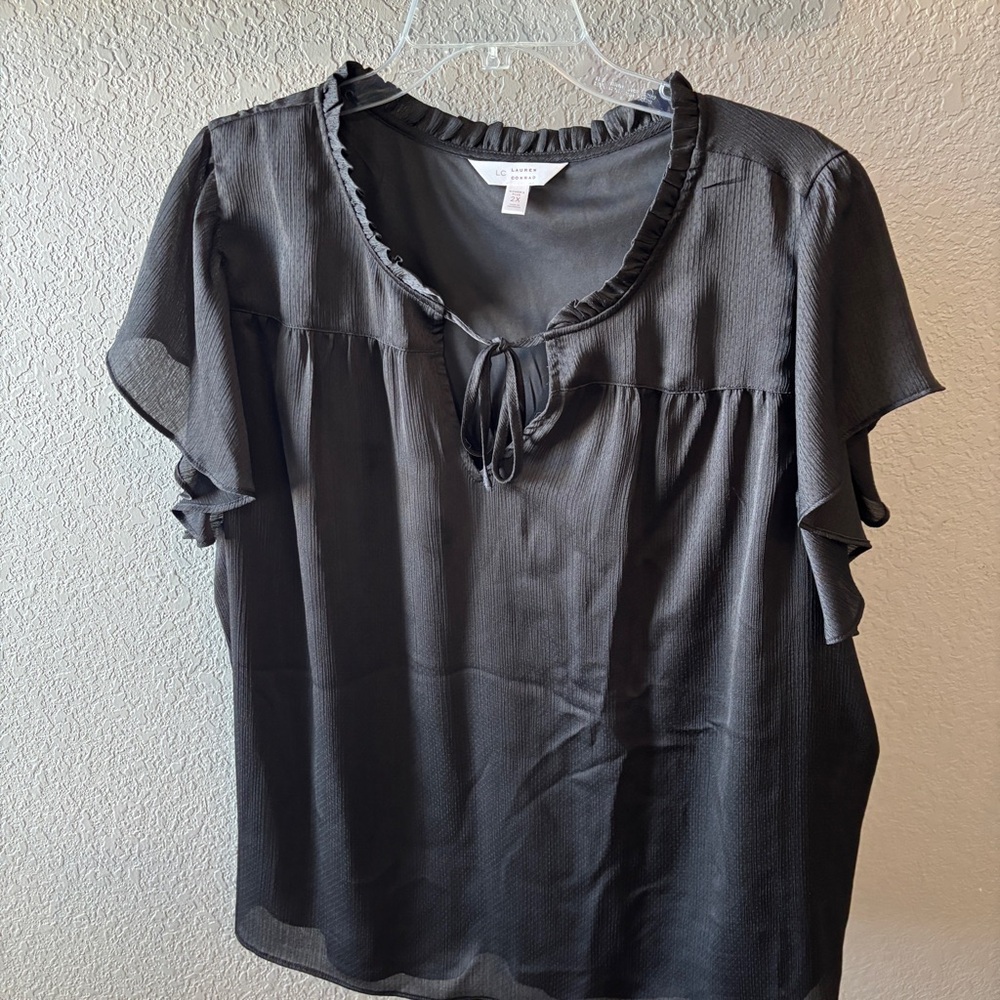 LC Lauren Conrad Black Ruffle Blouse